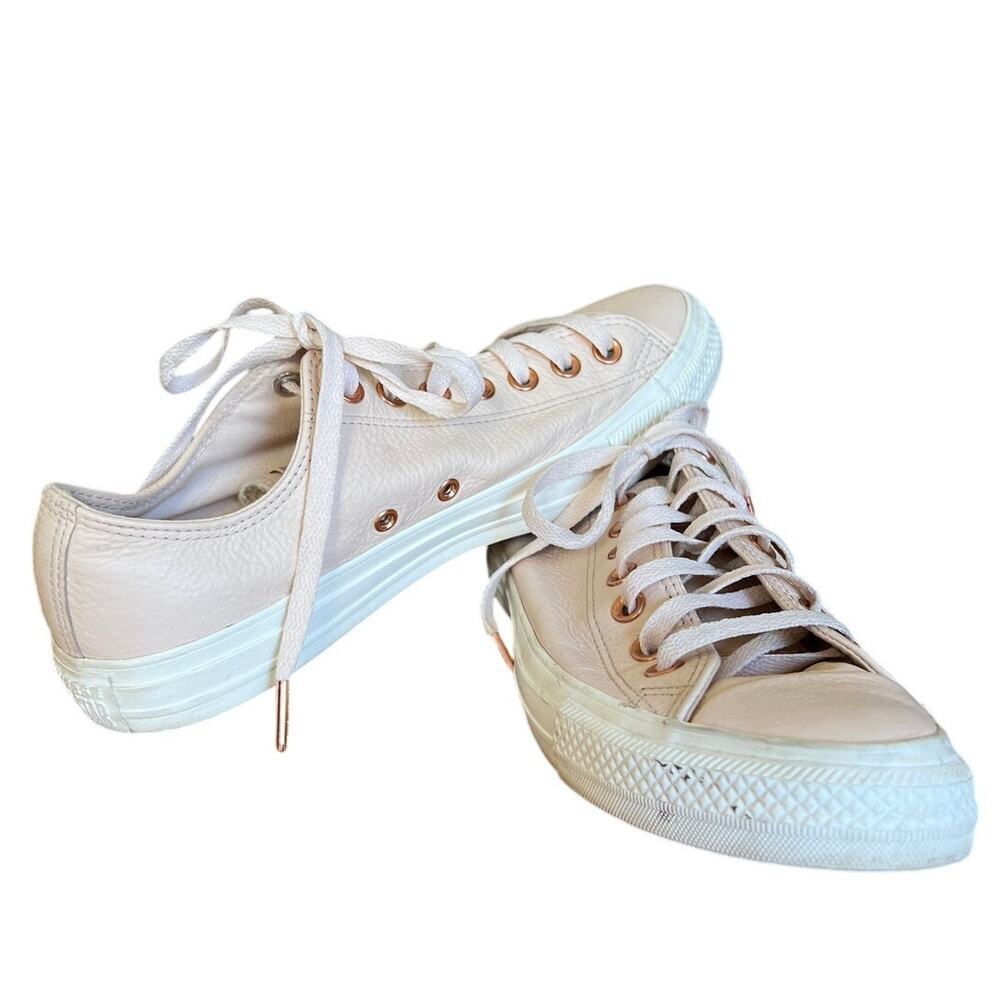 Converse All Star pink leather fashion sneakers, women's size 8.5